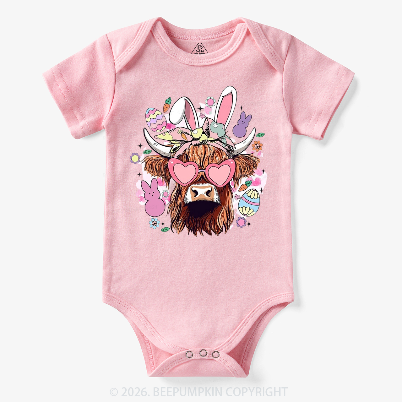 Easter Cute Highland Cow Bodysuit