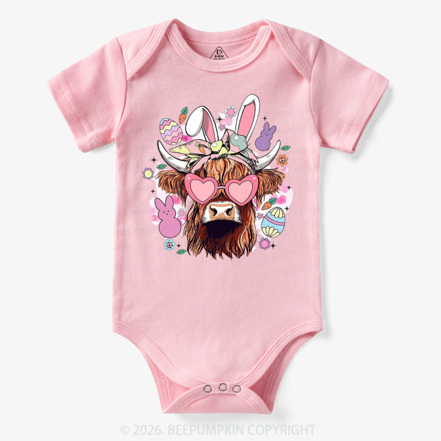 Easter Cute Highland Cow Bodysuit