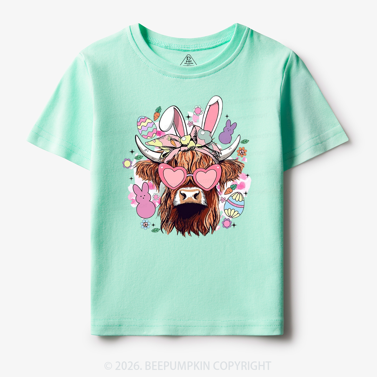 Easter Cute Highland Cow Toddler&Kid's Tees