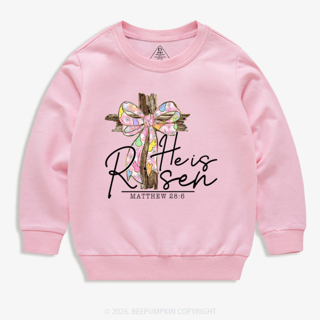 He Is Risen Easter Coquette Bow Kid's Sweatshirt