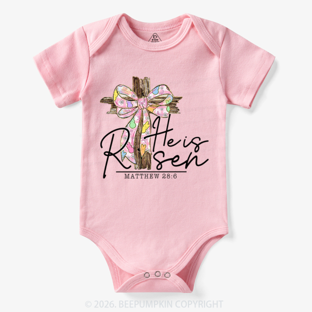 He Is Risen Easter Coquette Bow Bodysuit