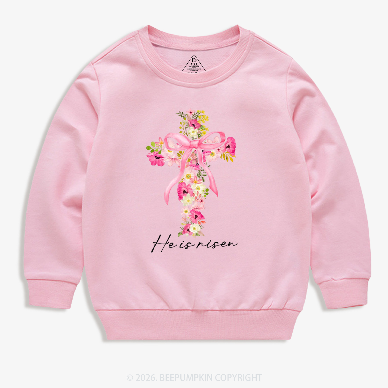 He Is Risen Easter Floral Kid's Sweatshirt