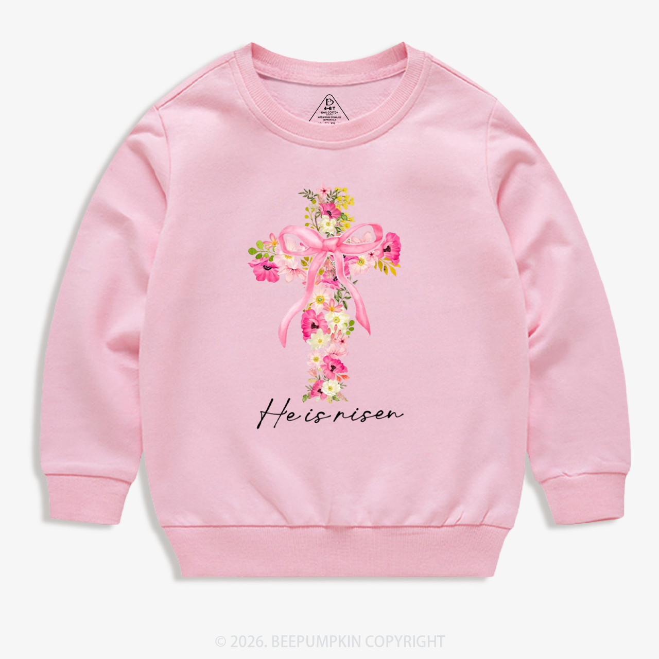 He Is Risen Easter Floral Kid's Sweatshirt