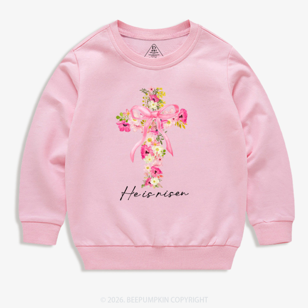 He Is Risen Easter Floral Kid's Sweatshirt
