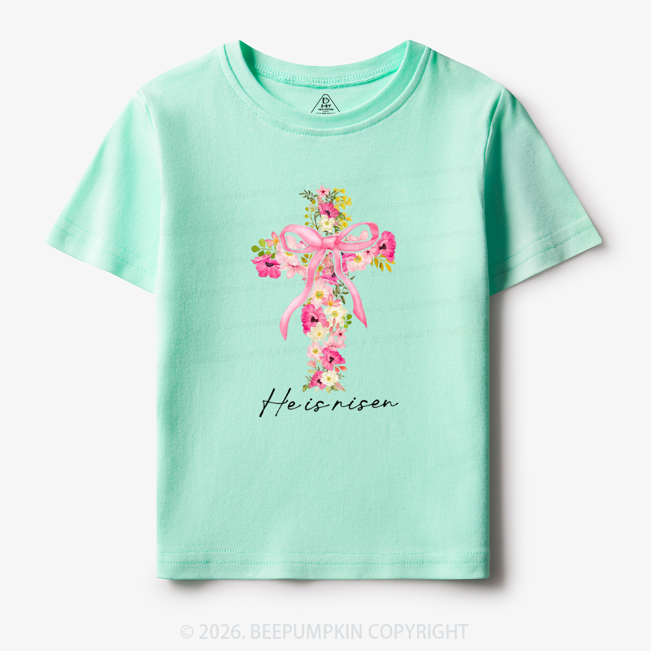He Is Risen Easter Floral Toddler&Kid's Tees