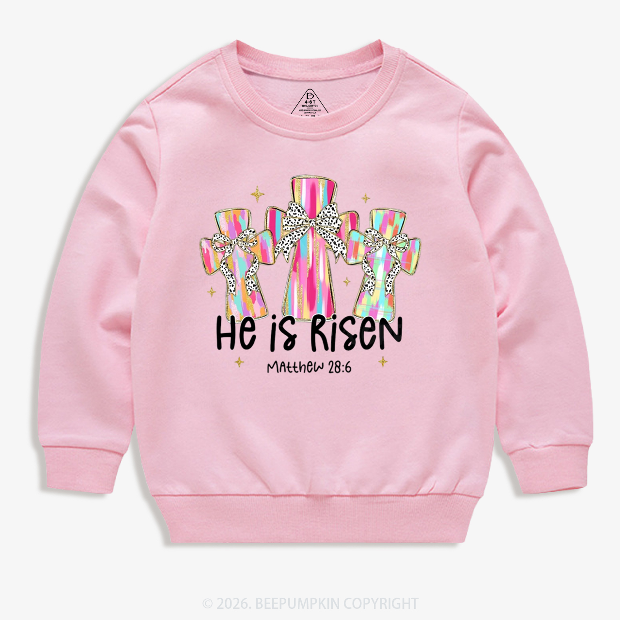 He Is Risen Easter Cross Kid's Sweatshirt
