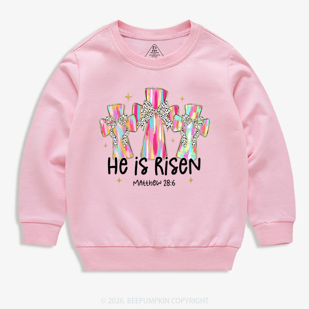 He Is Risen Easter Cross Kid's Sweatshirt