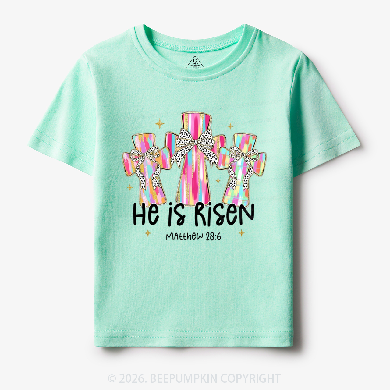 He Is Risen Easter Cross Toddler&Kid's Tees