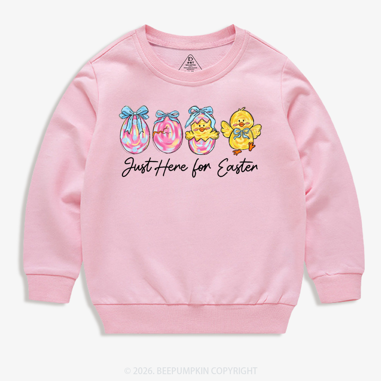 Just Here For Easter Pastel Eggs Coquette Kid's Sweatshirt