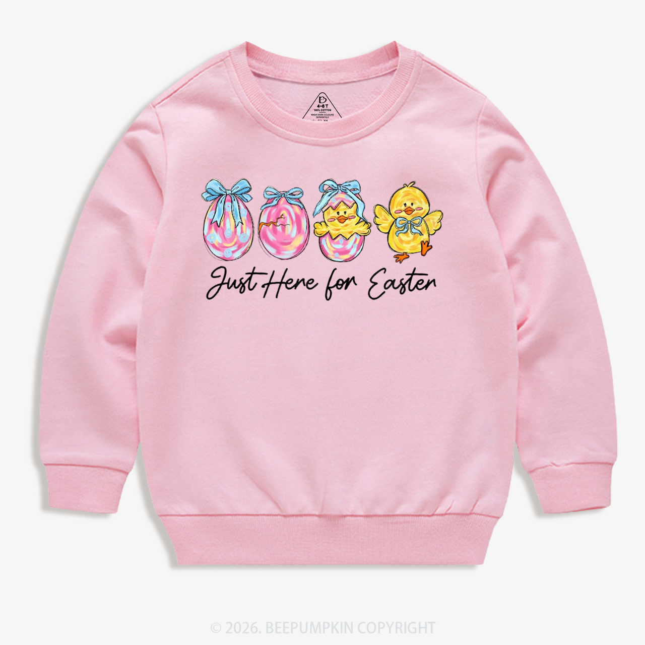 Just Here For Easter Pastel Eggs Coquette Kid's Sweatshirt