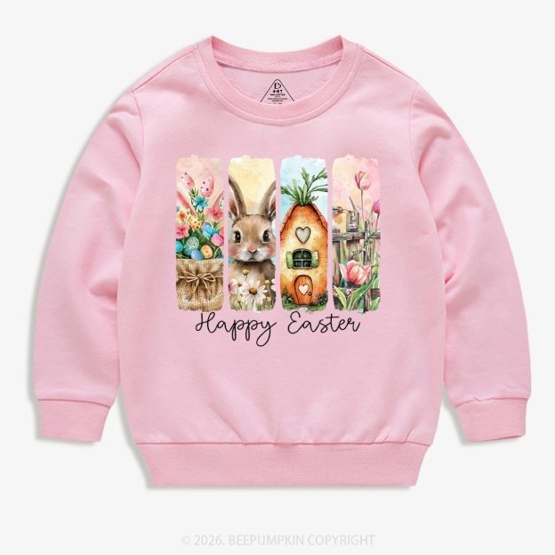 Happy Easter Floral Spring Kid's Sweatshirt