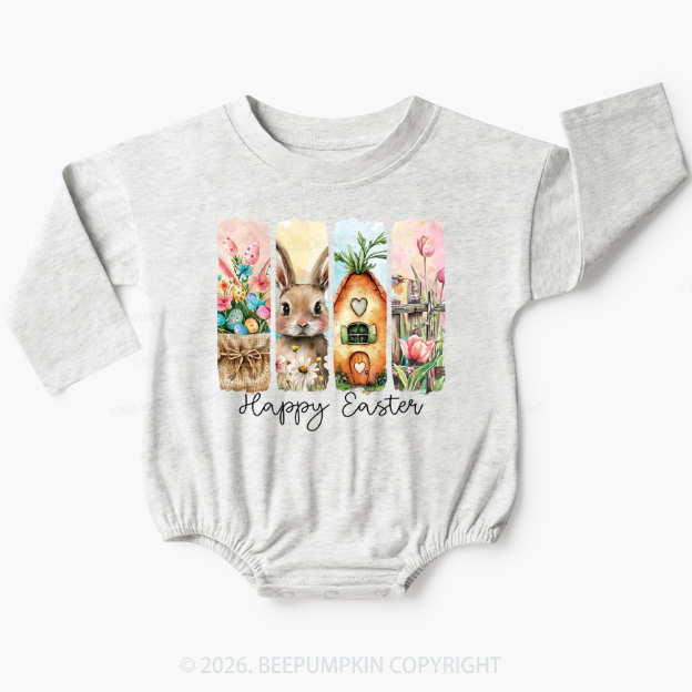 Happy Easter Floral Spring Baby Bubble Romper