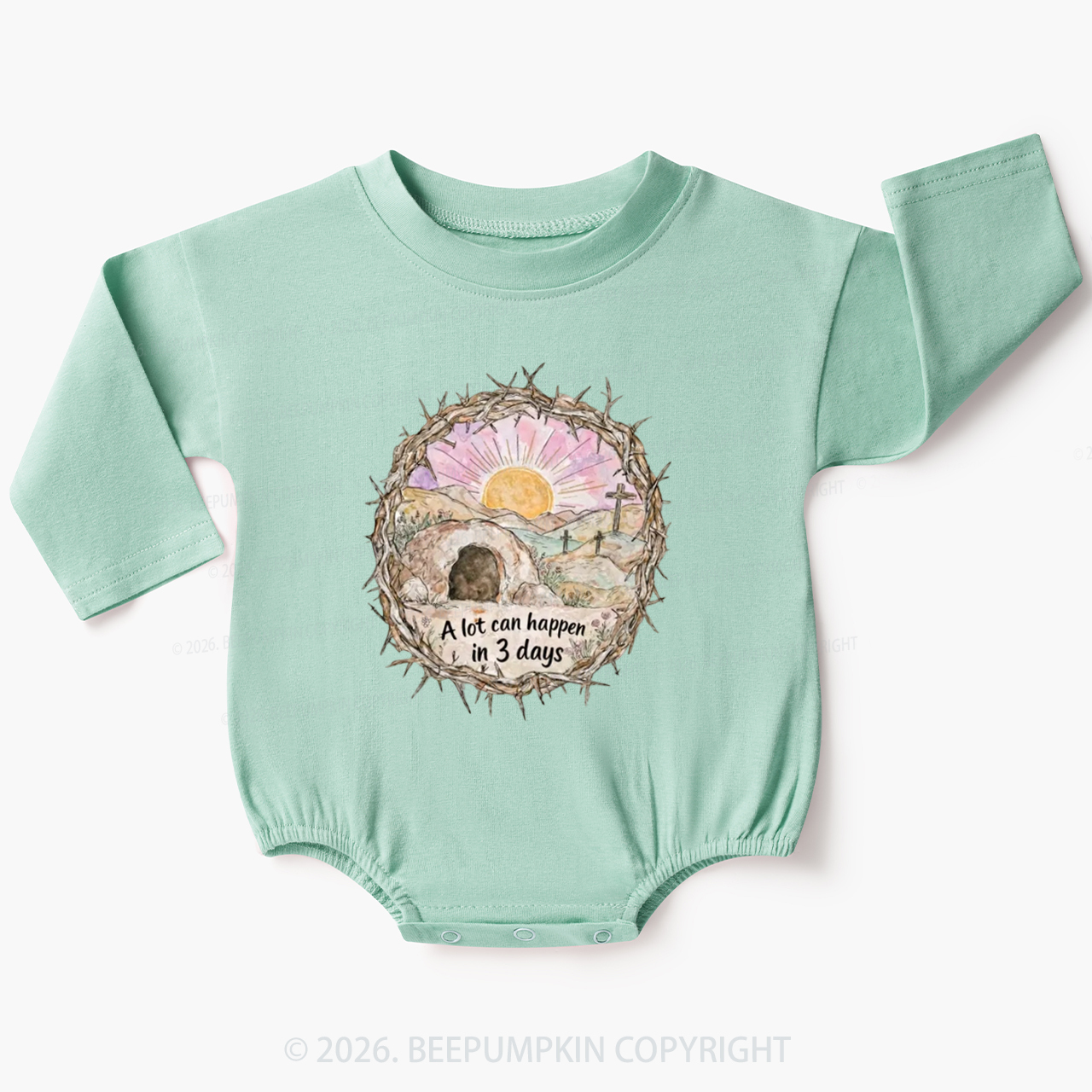 A Lot Can Happen in 3 Days Christian Baby Bubble Romper