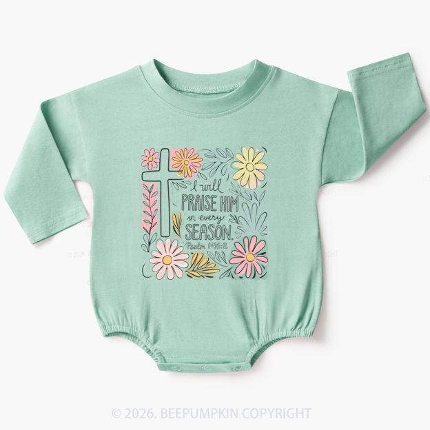 Easter I will Praise Him Baby Bubble Romper