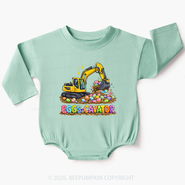 Eggs-Cavator Excavator Easter Baby Bubble Romper