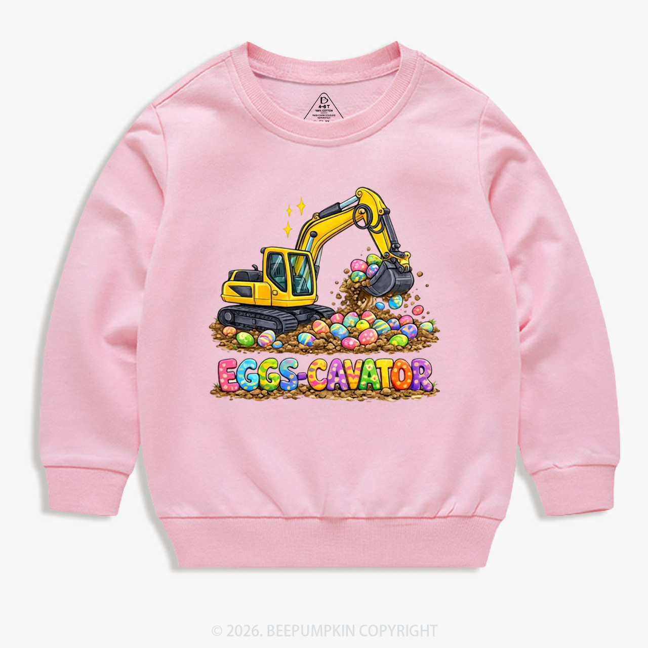 Eggs-Cavator Excavator Easter Kid's Sweatshirt