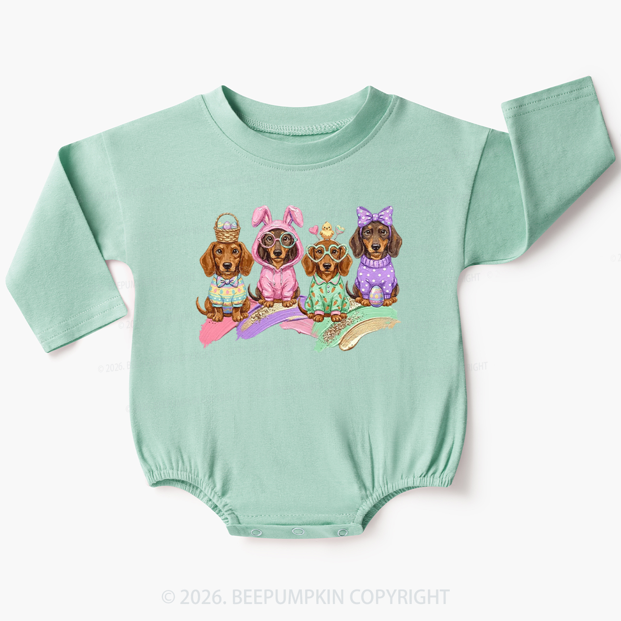 Easter Dog Cute Dachshund Baby Bubble Romper