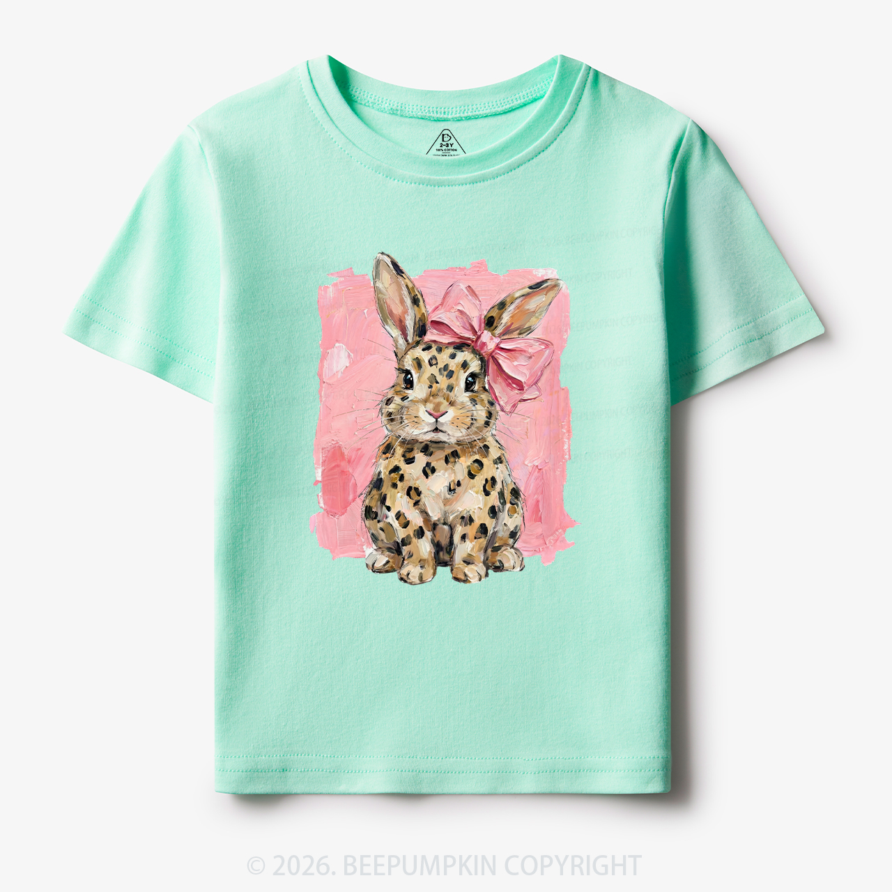Oil Paint Leopard & Pink Bow Coquette Bunny Toddler&Kid's Tees