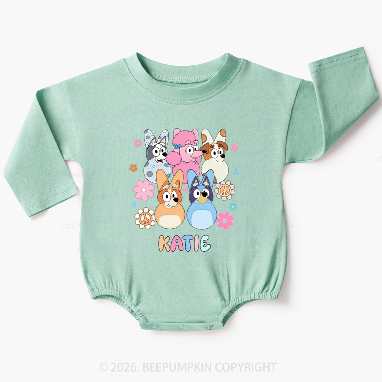 Personalized Cartoon Dog Easter Baby Bubble Romper