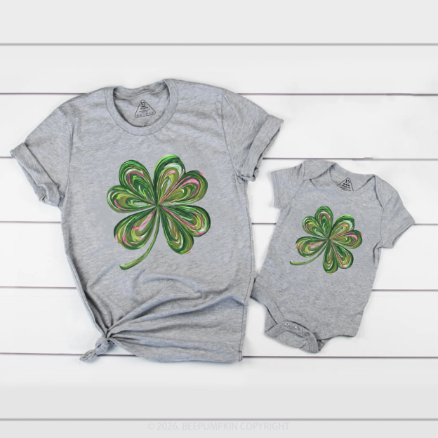 Lucky Shamrock Saint Patrick's Party Mom&Me Matching T-Shirts