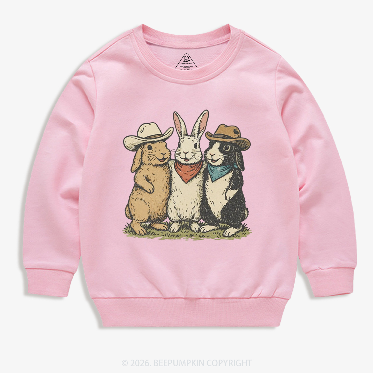 Western Bunnies Easter Kid's Sweatshirt