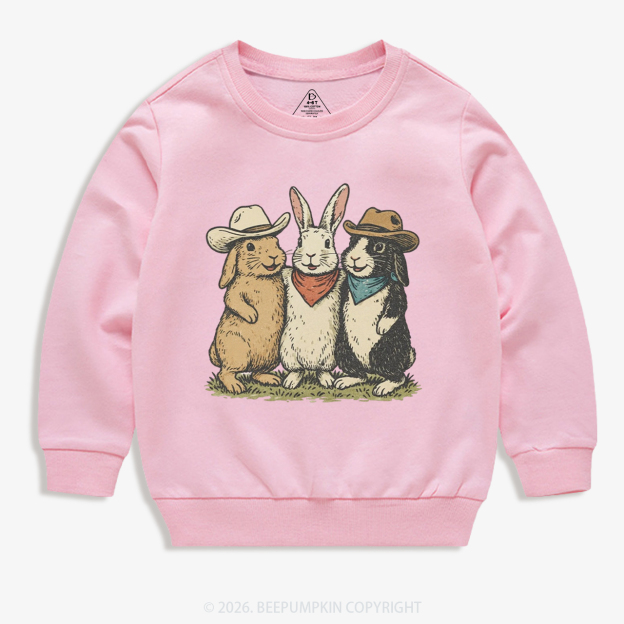 Western Bunnies Easter Kid's Sweatshirt
