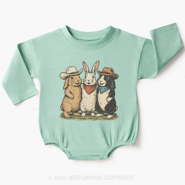 Western Bunnies Easter Baby Bubble Romper