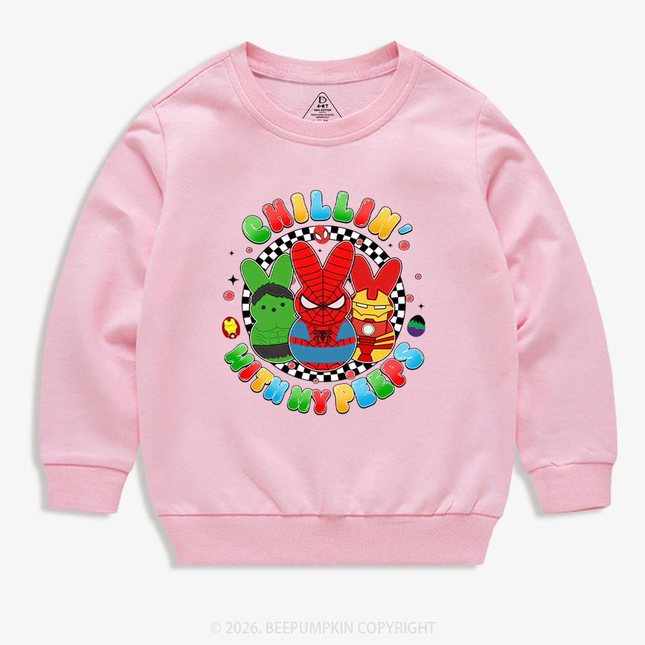 Cartoon Chillin With My Bunny Easter Kid's Sweatshirt