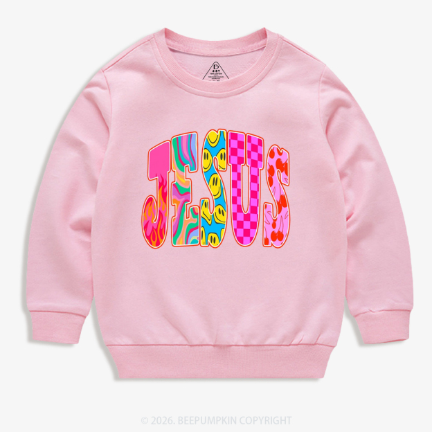 Jesus Loves Me Retro Colorful Kid's Sweatshirt