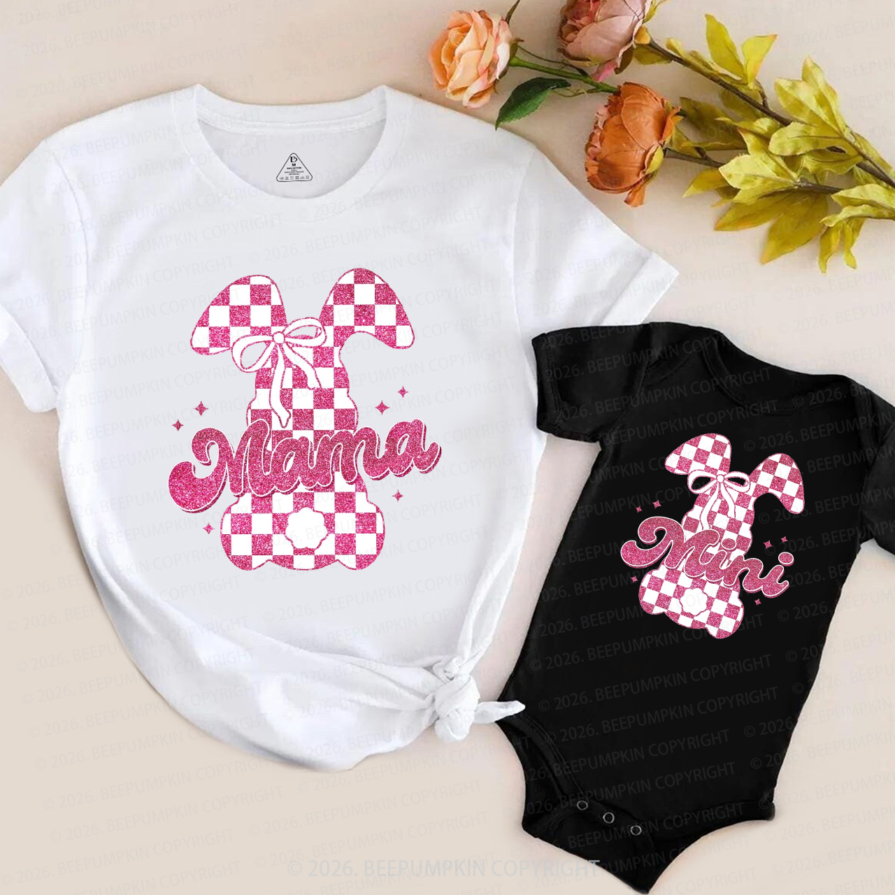 Glitter Easter Bunny Mama Mini Mom&Me Matching T-Shirts