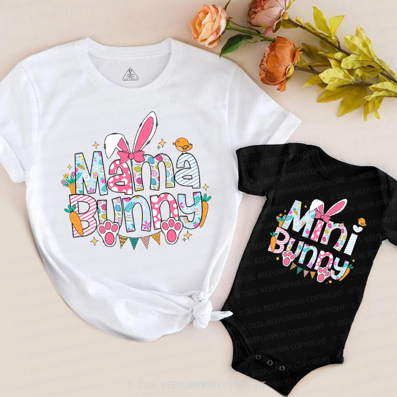 Happy Easter Mama Mini Bunny Mom&Me Matching T-Shirts