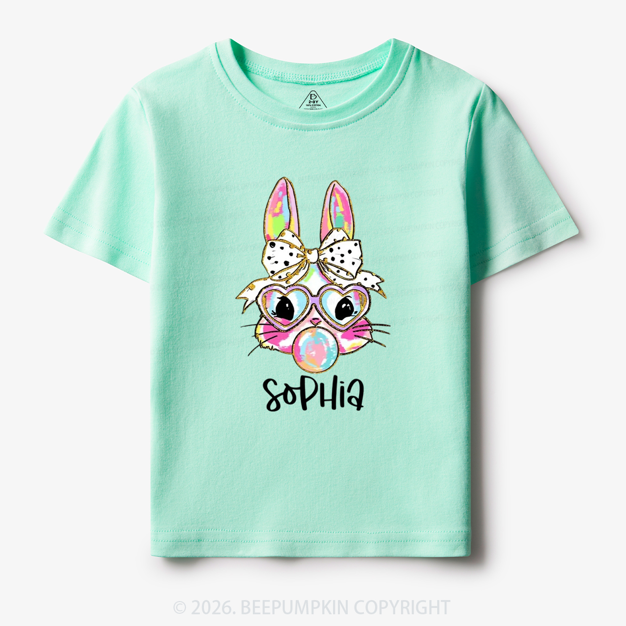 Personalized Kid Name Easter Bunny Coquette Bow Toddler&Kid's Tees