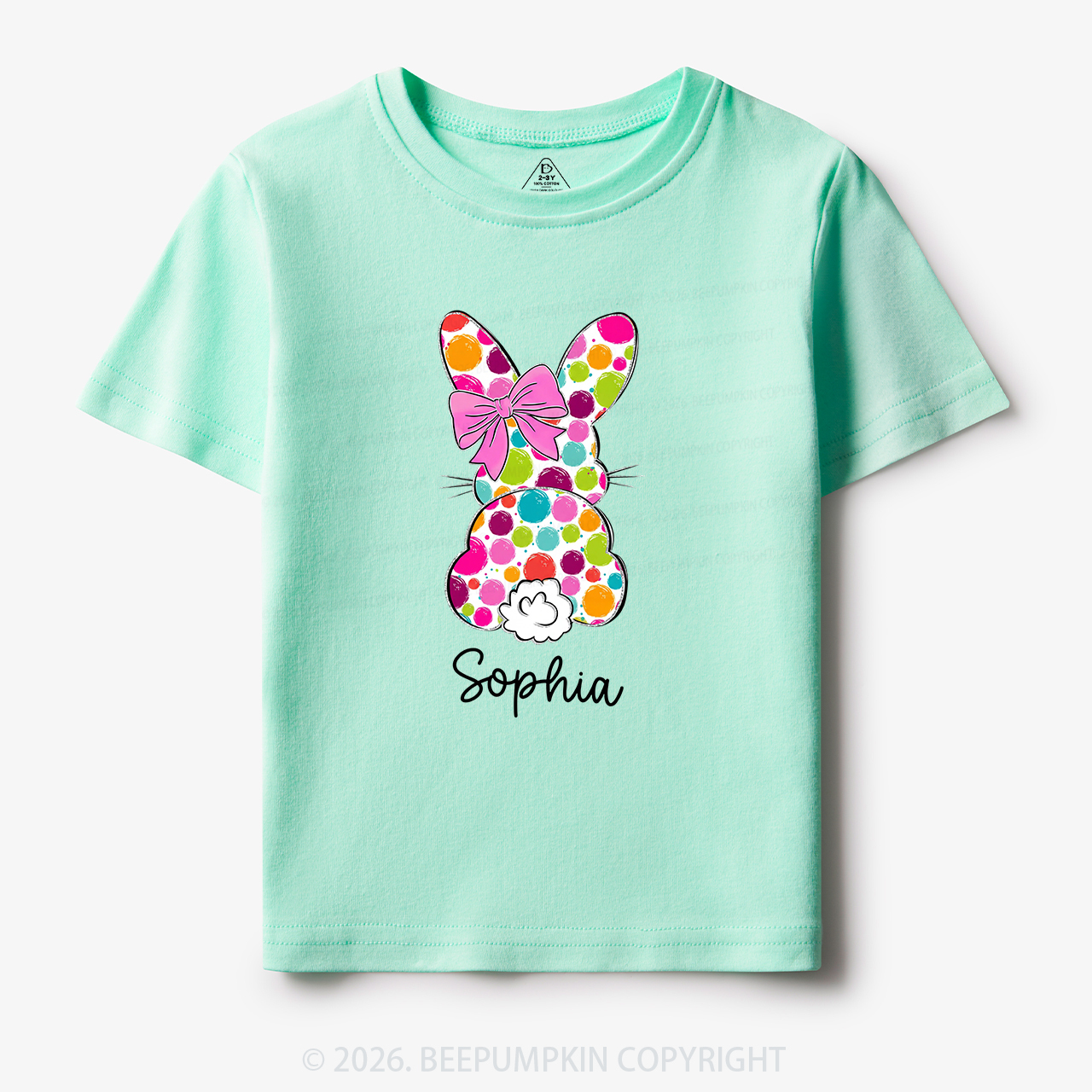 Personalized Name Easter Coquette Bow Bunny Toddler&Kid's Tees