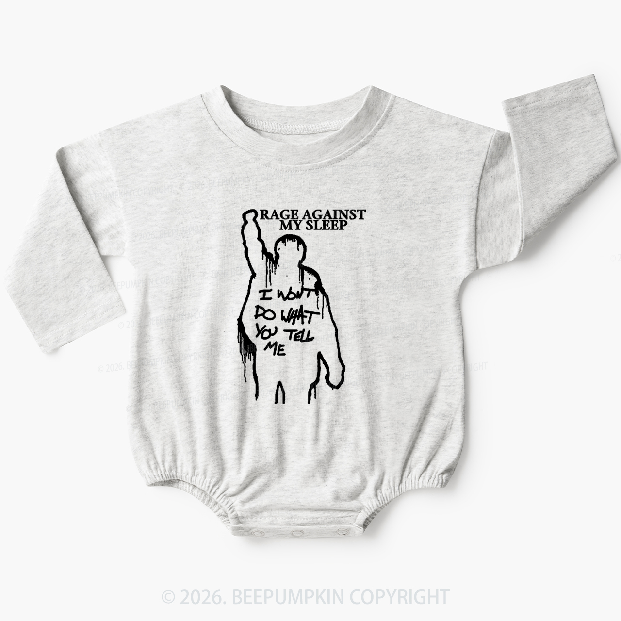 Rage Against My Sleep Baby Bubble Romper Beepumpkin 7