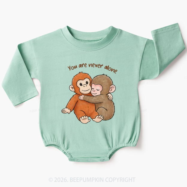 You Are Never Alone Punch Monkey Baby Bubble Romper