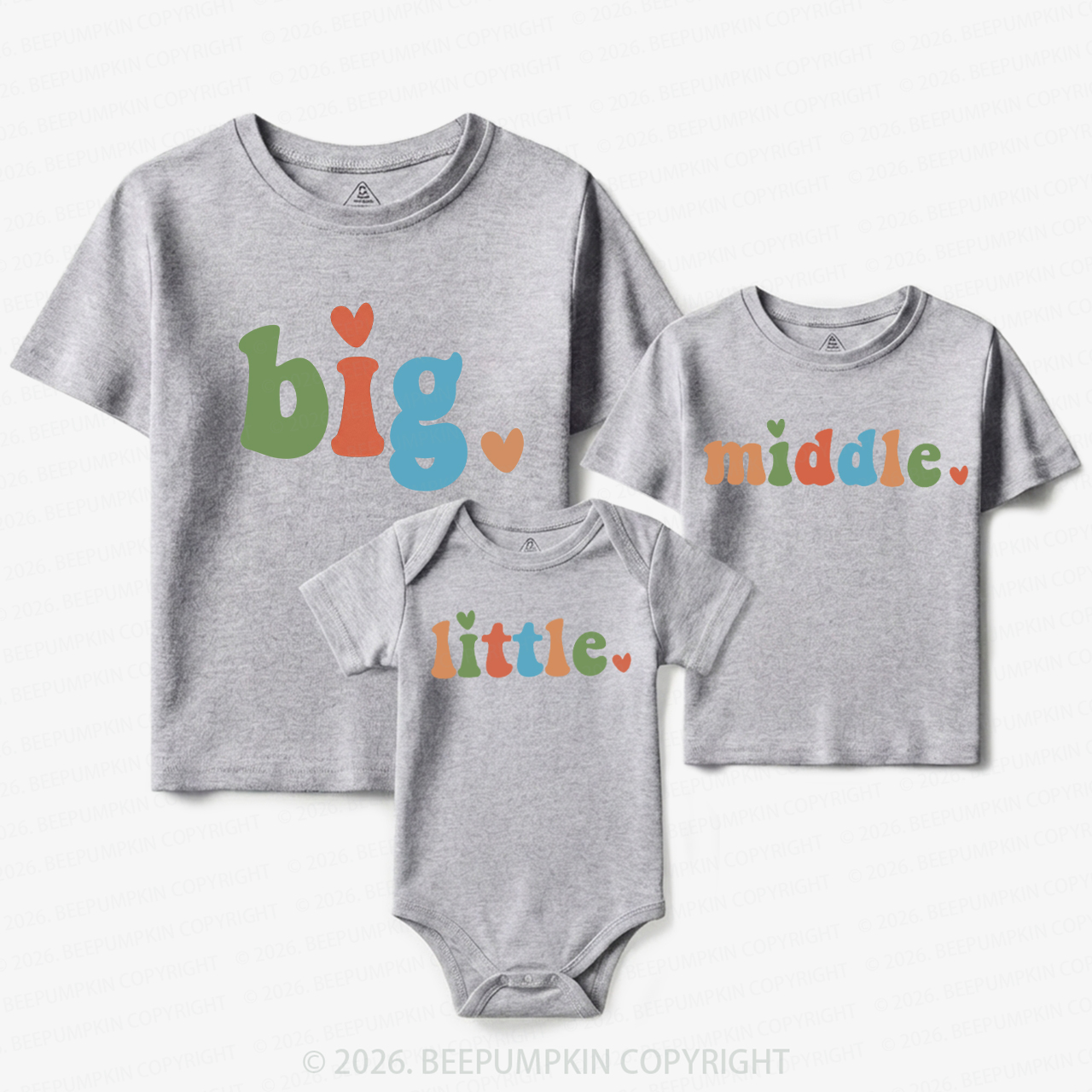 Big Middle Little Matching Tees For Siblings
