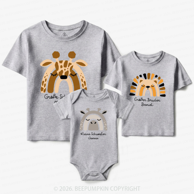 Personalized Name Cartoon Matching Tees For Siblings
