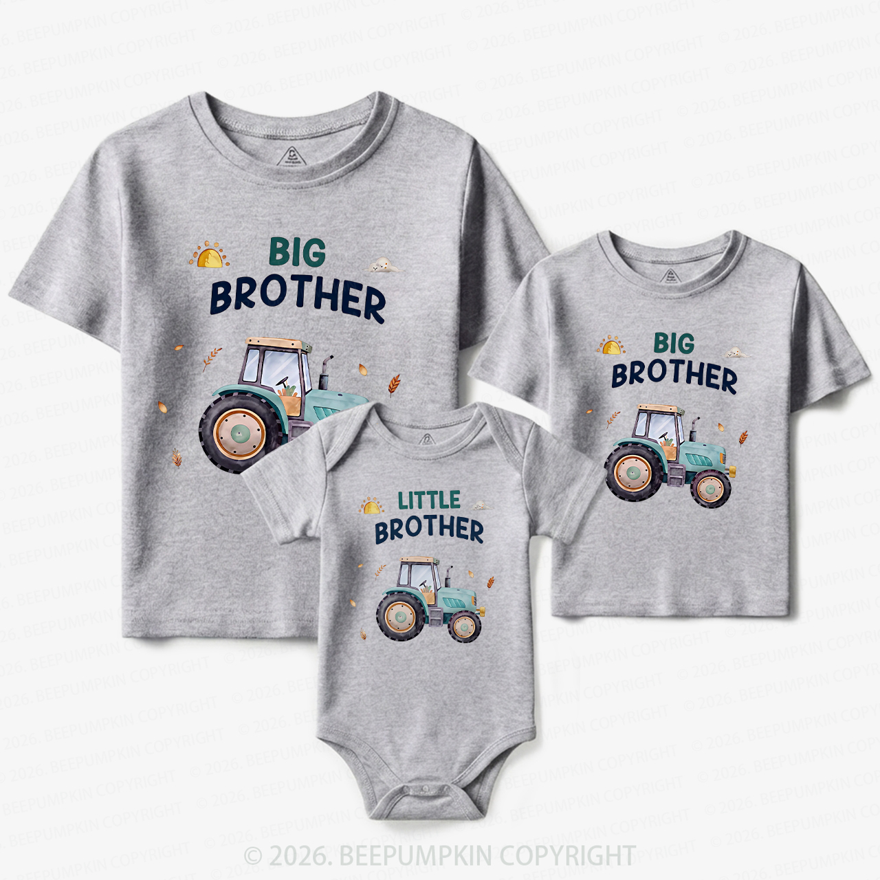 Big Brother & Little Brother Tractor Matching Tees For Siblings
