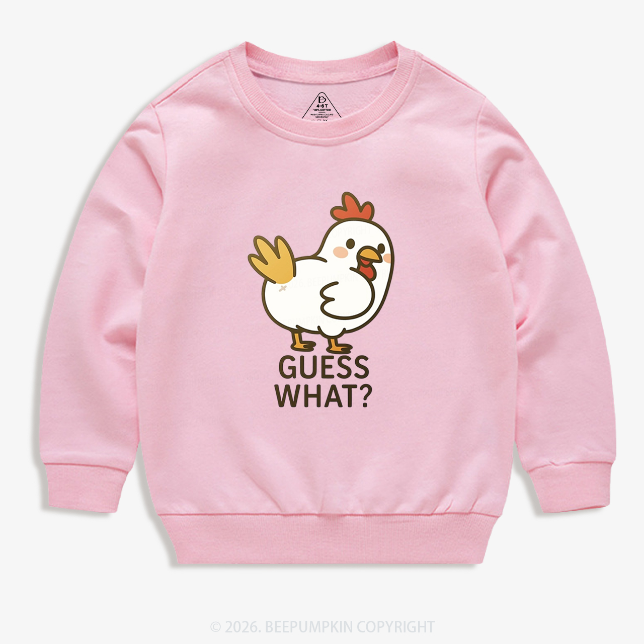 Guess What Chicken Funny Butt Joke Kid's Sweatshirt 7