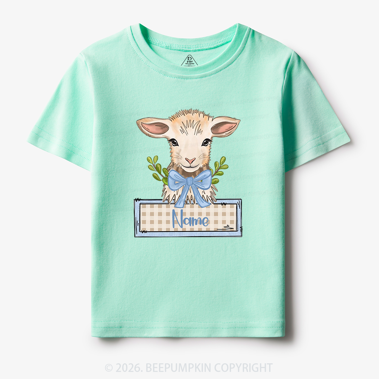 Personalized Baby Lamb With Bow Toddler&Kid's Tees