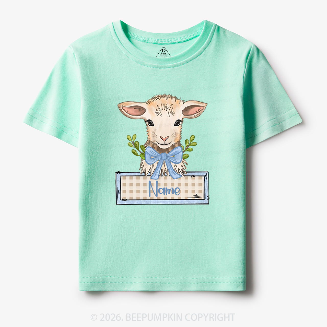 Personalized Baby Lamb With Bow Toddler&Kid's Tees