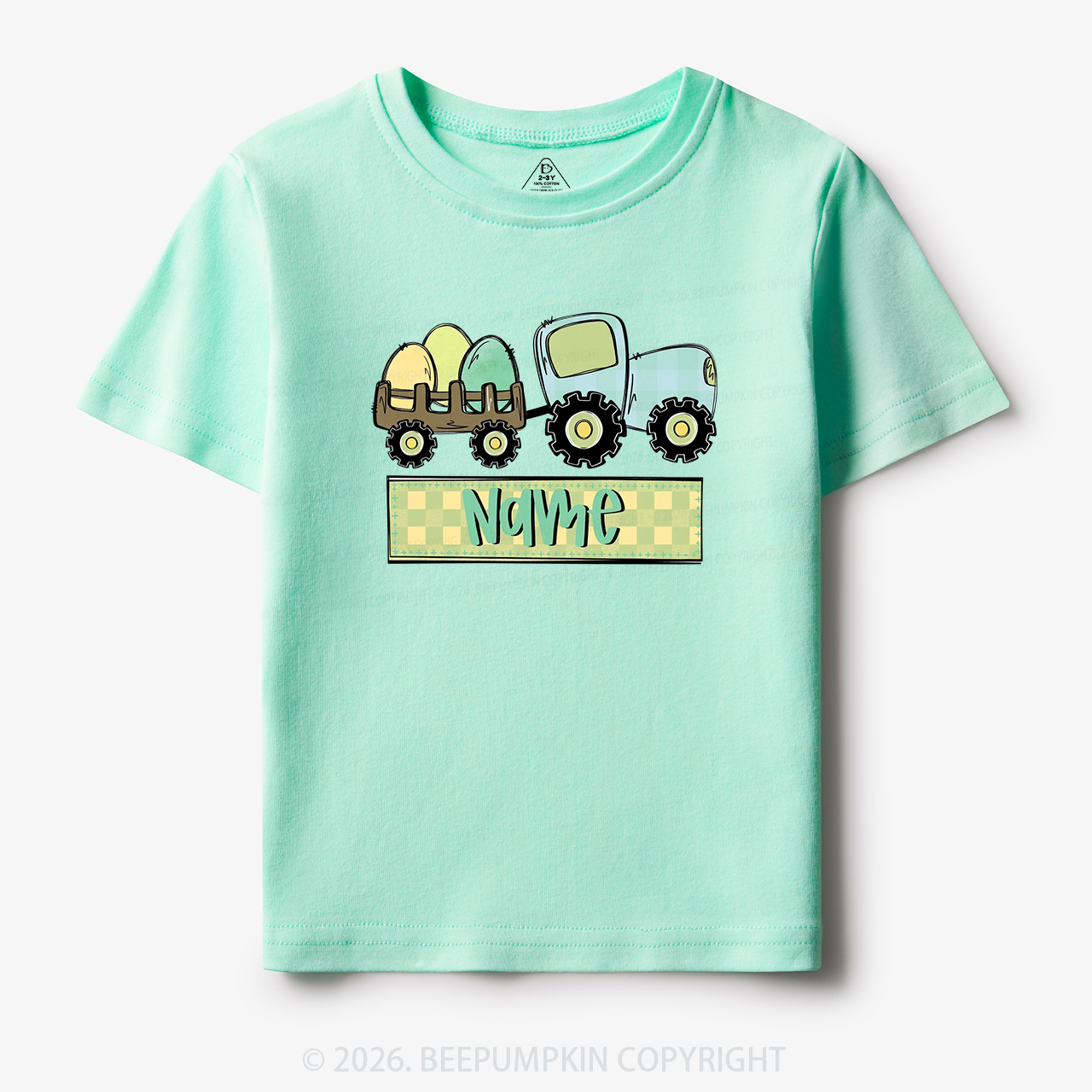 Personalized Name Easter Tractor Toddler&Kid's Tees