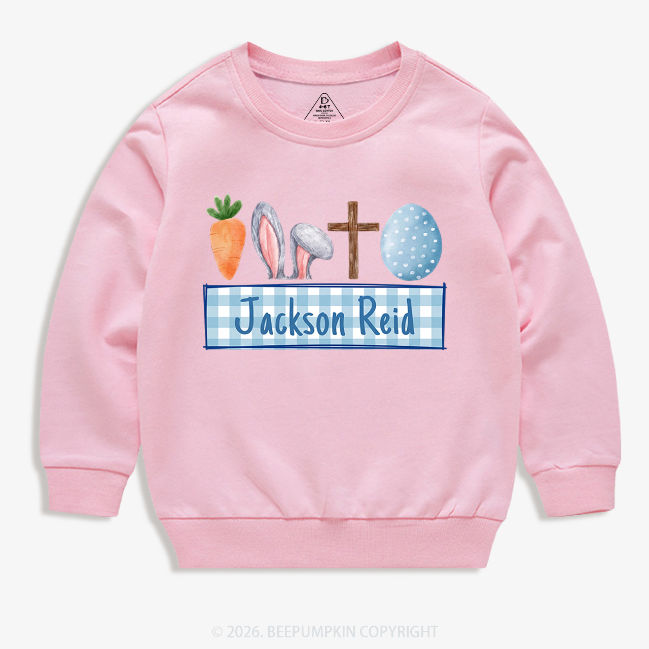 Personalized Watercolor Easter Bunny Name Kid's Sweatshirt