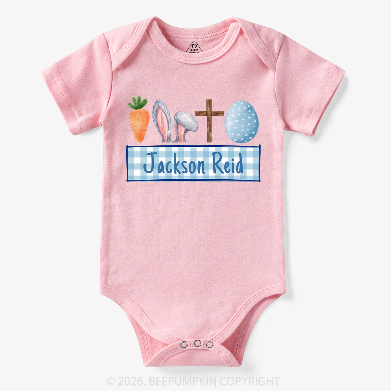 Personalized Watercolor Easter Bunny Name Bodysuit