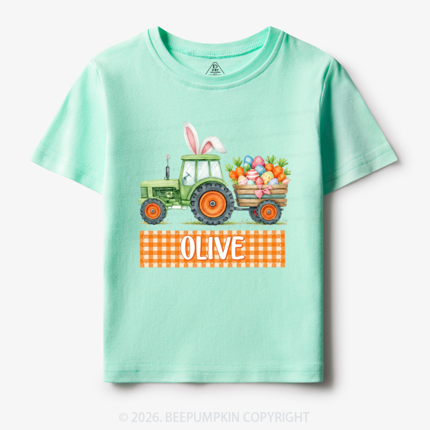 Personalized Name Easter Tractor Farm Toddler&Kid's Tees
