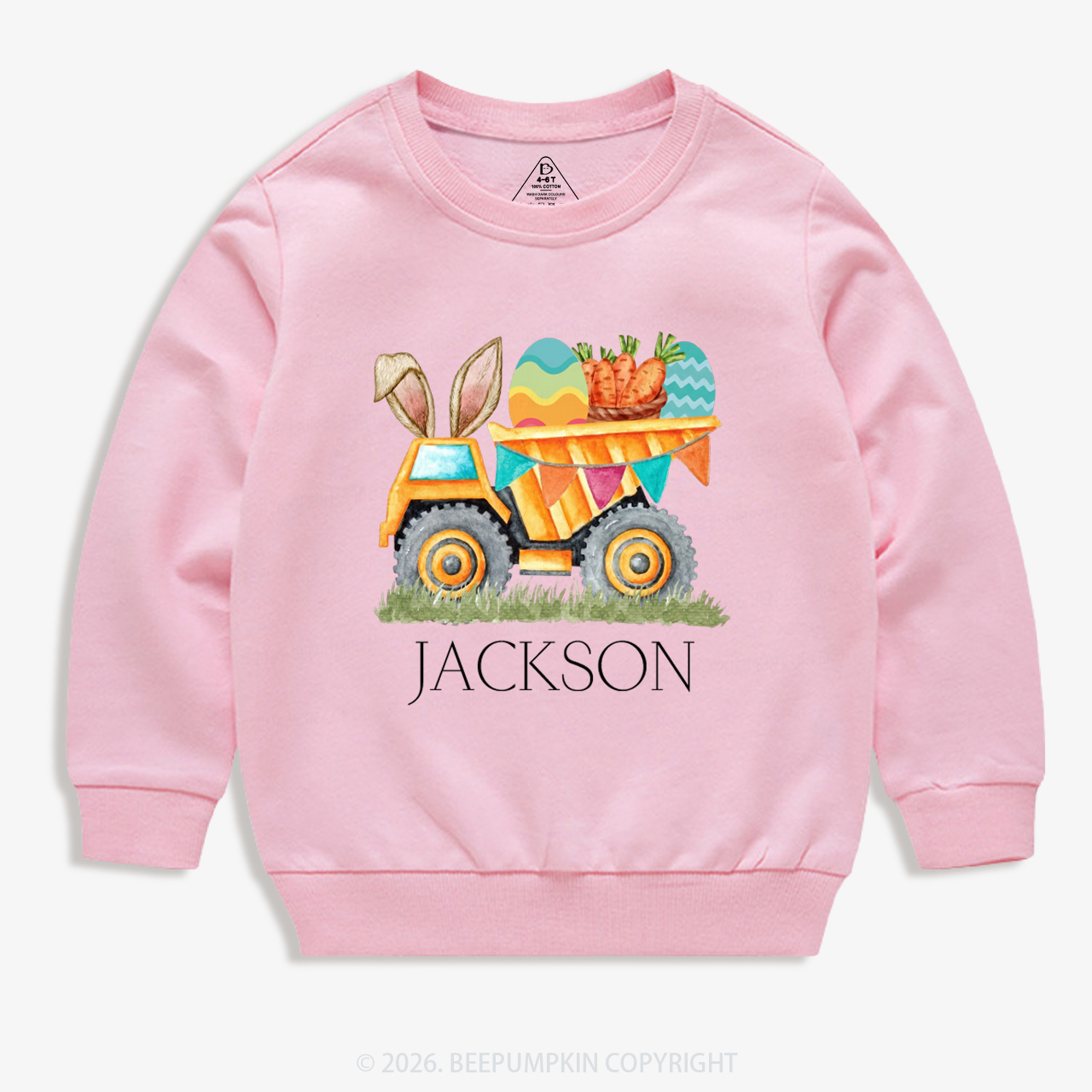 Personalized Name Easter Dump Truck Kid's Sweatshirt