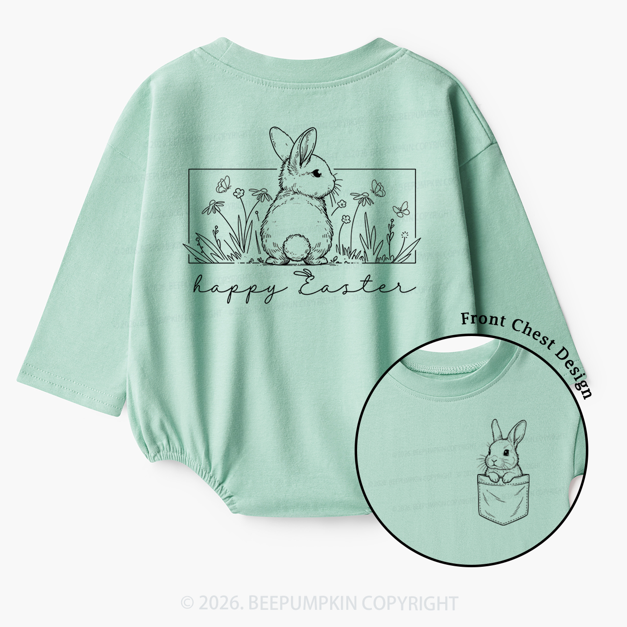 Happy Easter Spring Flowers Baby Bubble Romper