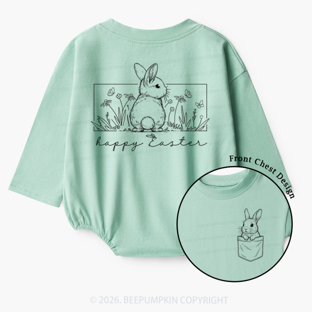 Happy Easter Spring Flowers Baby Bubble Romper