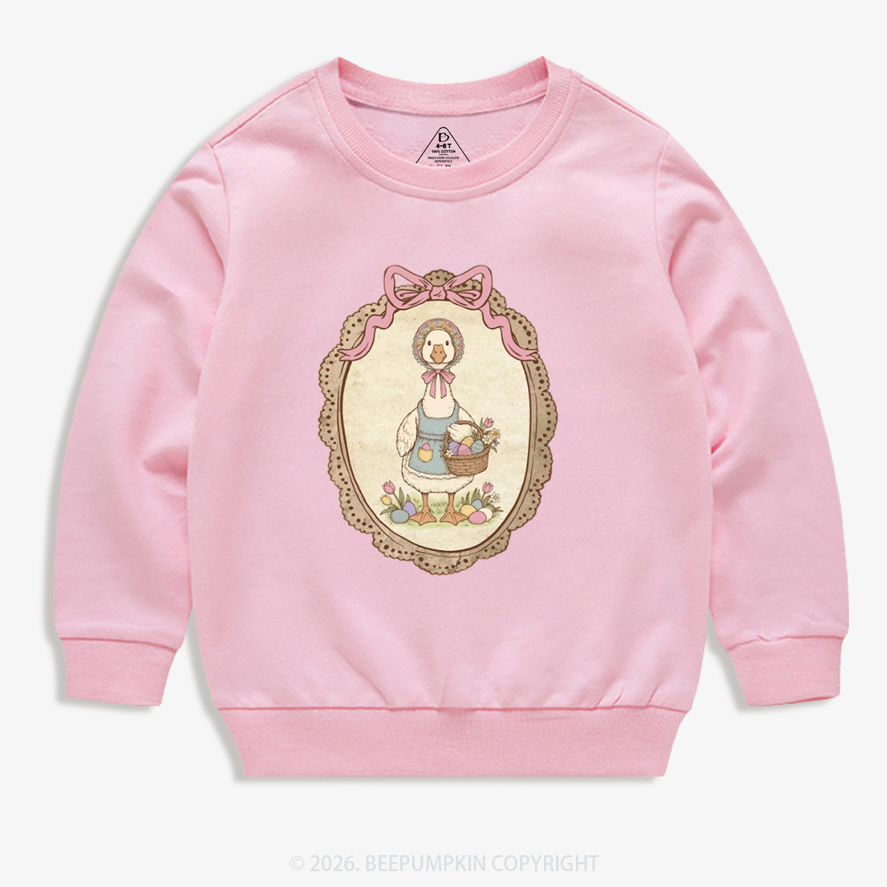 Floral Coquette Spring Easter Goose Kid's Sweatshirt