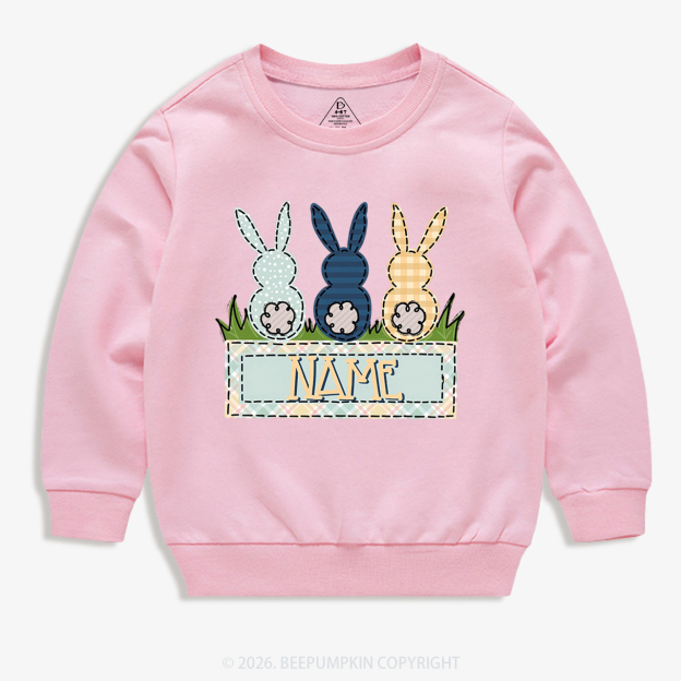 Personalized Name Easter Bunny Trio Kid's Sweatshirt